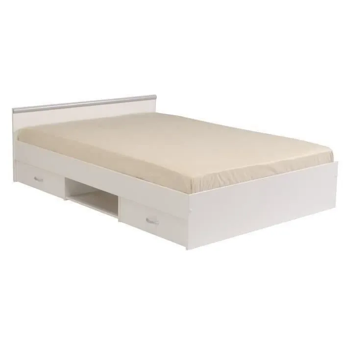PARISOT Lit adulte contemporain blanc mat - l 140 x L 200 cm - ZODIAC-6