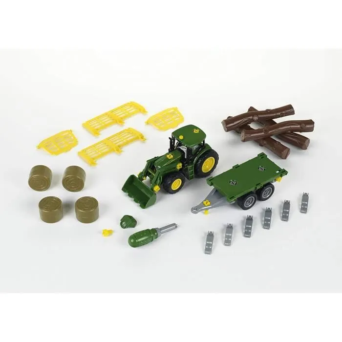 KLEIN - Tracteur à monter John Deere 6215R avec remorque-1