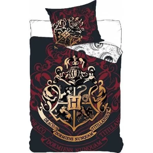 Harry Potter - Parure de couette 140x200 + taie d'oreiller + Drap Housse 90 x 190 Bleu Marine - HOMEROKK-0