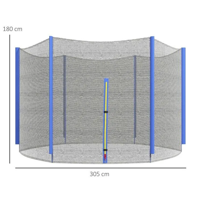 Filet de sécurité trampoline porte zipée Ø 305 cm 6 poteaux bleu noir-3