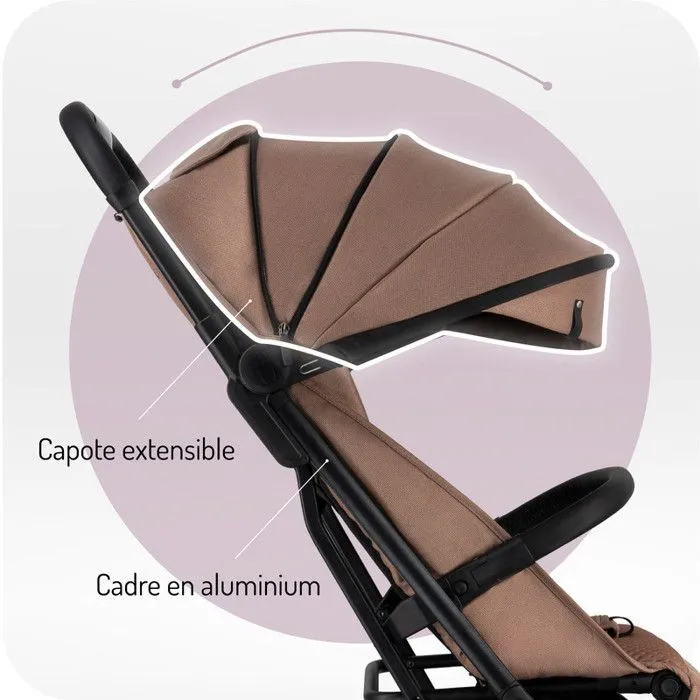 MoMi ANDREA Poussette Auto-pliant 0-22 kg - Légère 7,3kg - Kit d'accessoires – Sac à dos - Barre de sécurité rotative – Marron-3