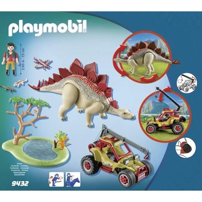 PLAYMOBIL 9432 - Dinos - Explorateur Avec Véhicule et Stégosaure-4