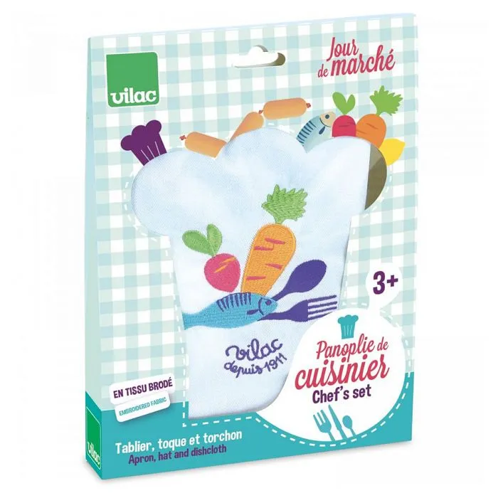 Panoplie de cuisinier 3 pièces - Vilac - Jeu de rôle pour enfants - Bois - Blanc-0