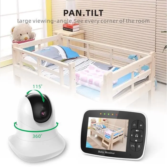 Moniteur pour Bébé MAGICFOX BabyPhone 3.5" - Caméra rotative 360° - Vision Nocturne - Mode VOX-1