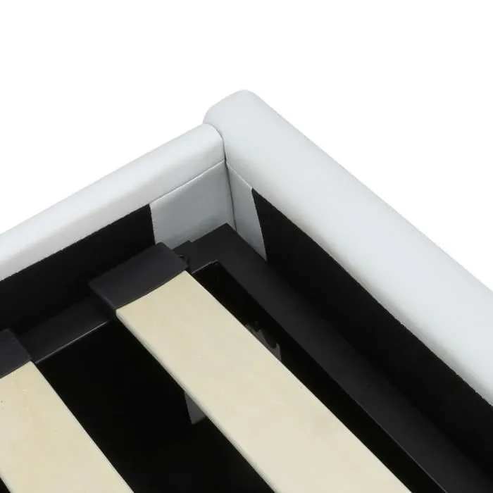 MARTIN Lit adulte 140 x 190 cm + coffre de rangement - Simili blanc - Sommier inclus-7
