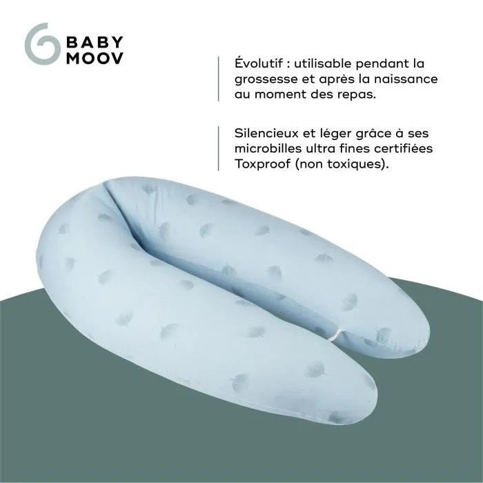 Babymoov B.LOVE Coussin de Maternité & Allaitement avec Remplissage Microbilles ultra-fines - Made in Europe, Bleu-2