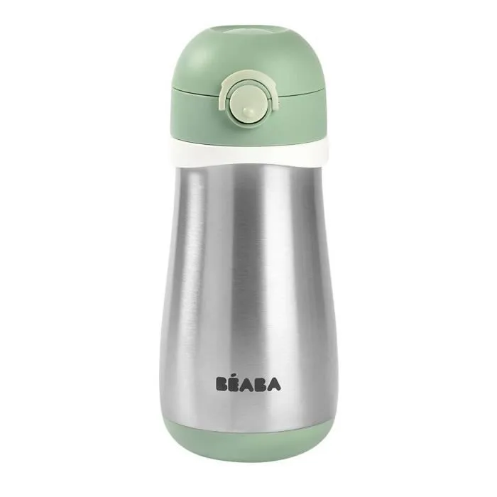 BEABA, Gourde inox 350 ml avec anse, Vert sauge-0