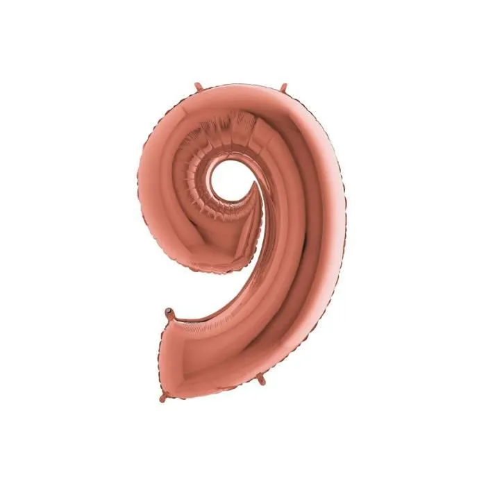 Ballon Chiffre - GRABO BALLOONS® - 9 - Aluminium - Rose Gold - 26" (66 cm)-0