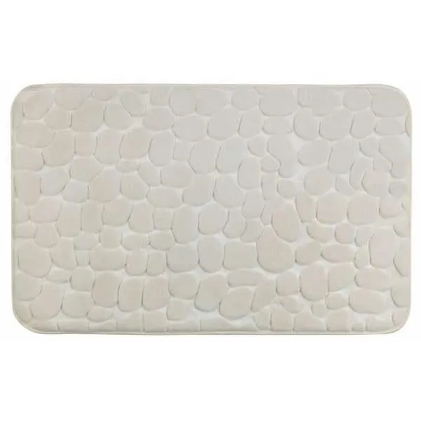 WENKO Tapis de bain Mémoire de forme Pebbles, Tapis salle de bain antidérapant, polyester, 50x80 cm, beige