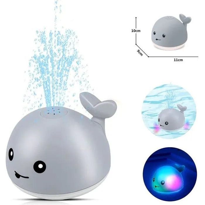 XICHAO - Jouet Bain Bébé Baleine Jet d'eau Bébé 1 2 3 Ans Garçons Filles,Jeux Piscine Jouet de Bain Jouets de Pulvérisation avec Lum