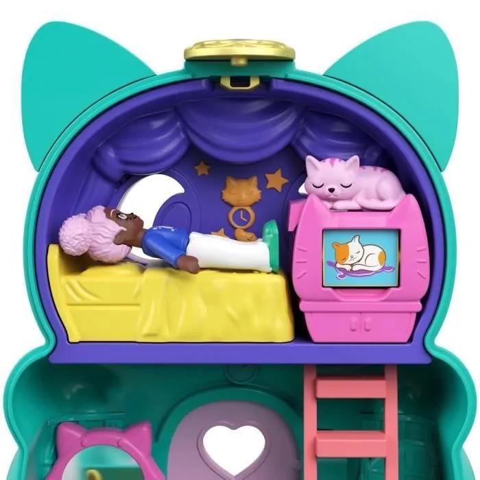 Polly Pocket - Coffret transformable Chat, avec mini-poupée, figurine de chat et surprises - Mini-Poupée - Dès 4 ans-3