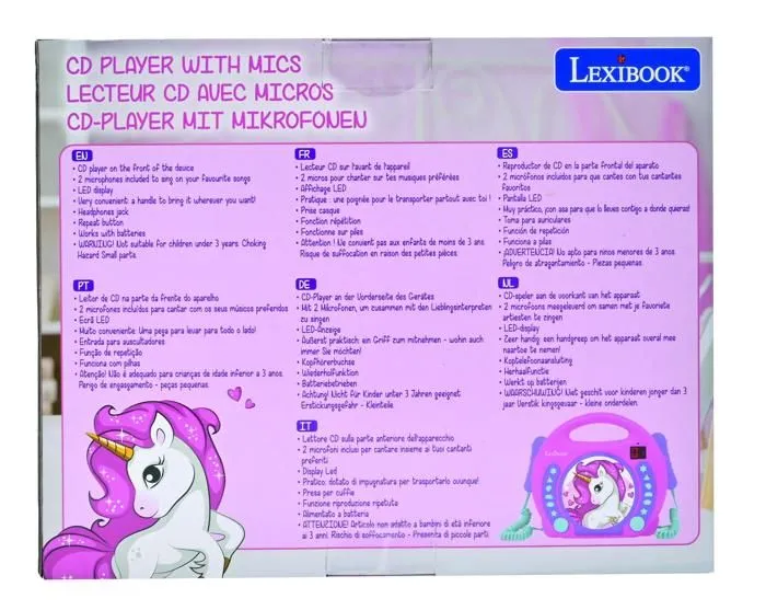 Lecteur CD portable avec 2 microphones coloris Licorne-4