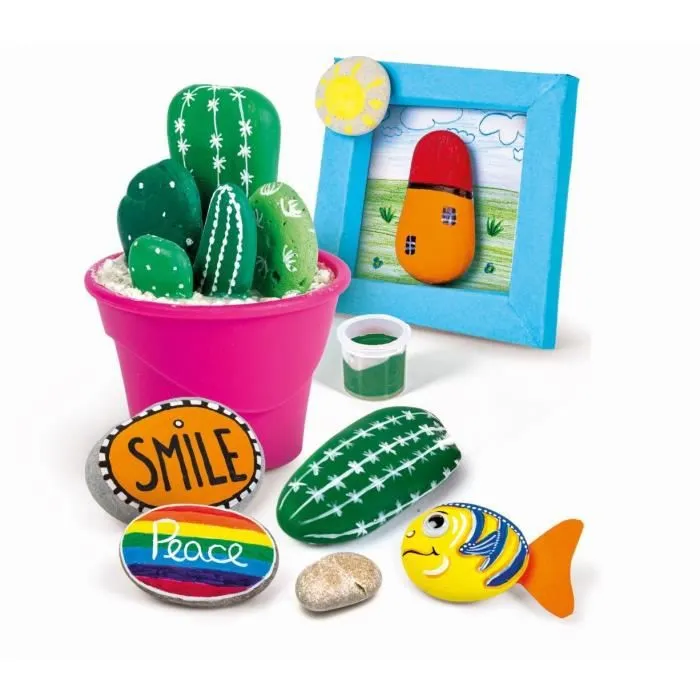 Jeu de loisirs créatifs - Clementoni - Créations galets - Peinture, galets, yeux autocollant - Enfant dès 7 ans-1