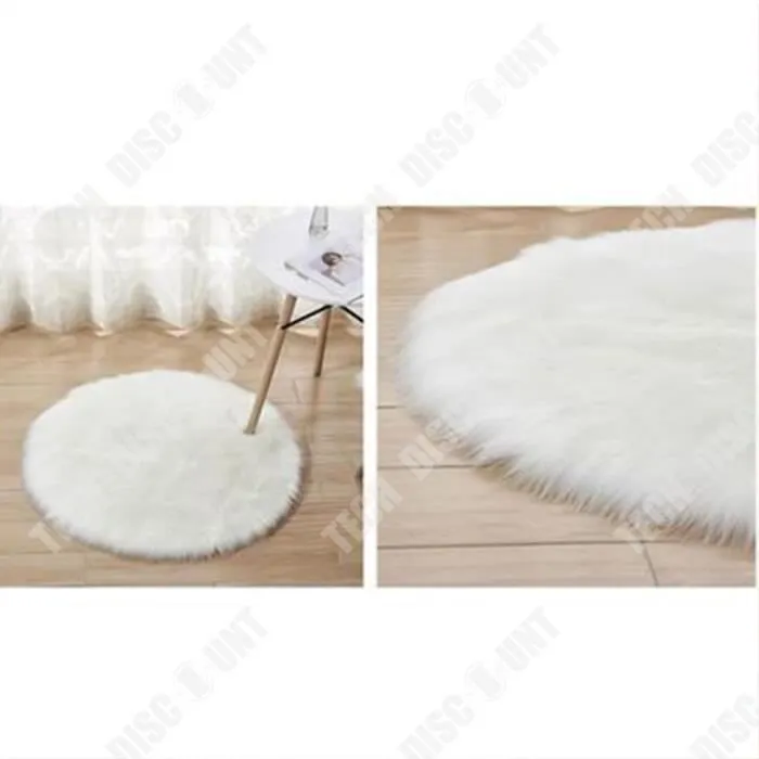 TD® Tapis Rond en Fausse Fourrure, comme véritable Laine Tapis, Man-Made Luxe Laine Tapis de Canapé Coussin Blanc 40*40cm-3