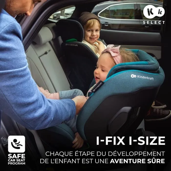 Siège auto I-size 40-150 cm - KINDERKRAFT I-FIX - Siège pivotant 360 - Base intégrée avec isofix - Systèmes de sécurité - Noir-3