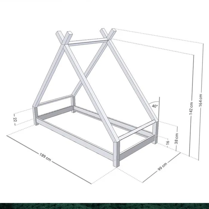 Lit Tipi enfant TAHUKA - bois massif - blanc - 90 x 180 cm-2