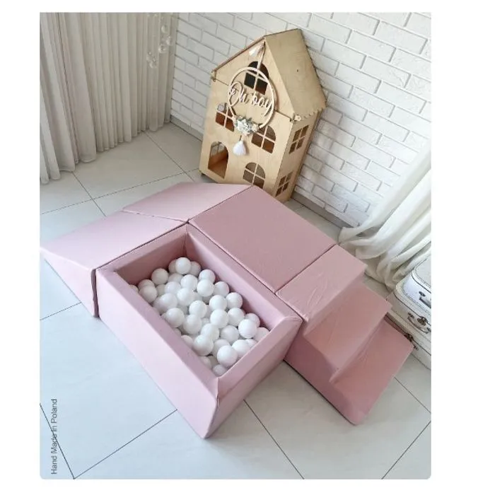 Jeu en mousse - MONIO - Ensemble blocs mousse rose - 5 éléments - Piscine à balles - 100 balles blanches-2