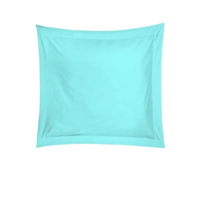 Taie d'oreiller - Coton - Bleu ciel - 75 x 75 cm - Tissage très serré - Lavable à 40°C-0