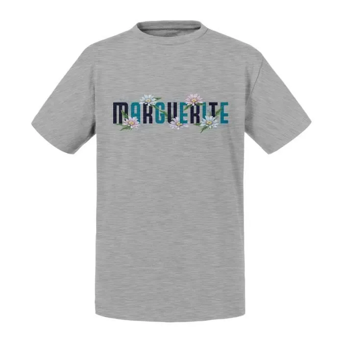 T-shirt Enfant Gris Marguerite Fleurs Minimaliste Chic Jardin Amour-0