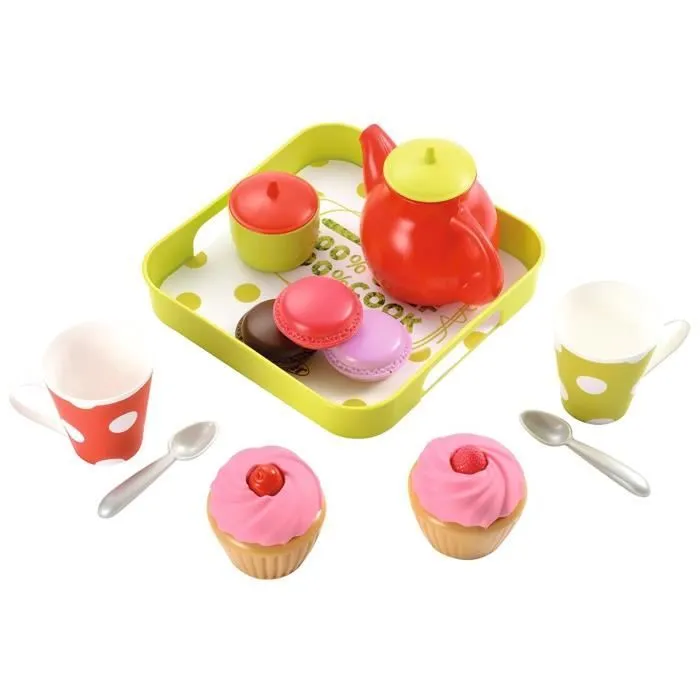 Plateau Cupcake ECOIFFIER - Jeu d'imitation dinette - 12 pièces - Vert Rouge Rose-1
