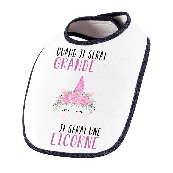 Bavoir bébé Grande Licorne Rose | Cadeau Naissance Baby Shower Noël Anniversaire Enfant Nourrisson-0