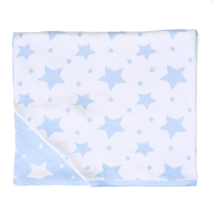 Couverture réversible en coton bio Gots ÉTOILES 80 x 100 cm Bleu-0