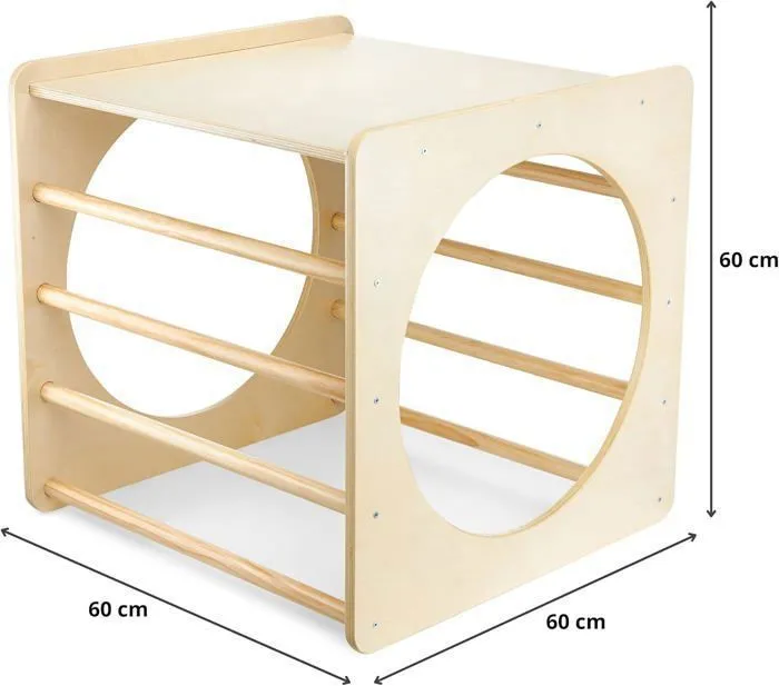 Jouet à Bascule en Bois- Jouet Montessori- Cube d'escalade en bois- tunnel pour enfants- aire de jeux- Max 80 KG-2