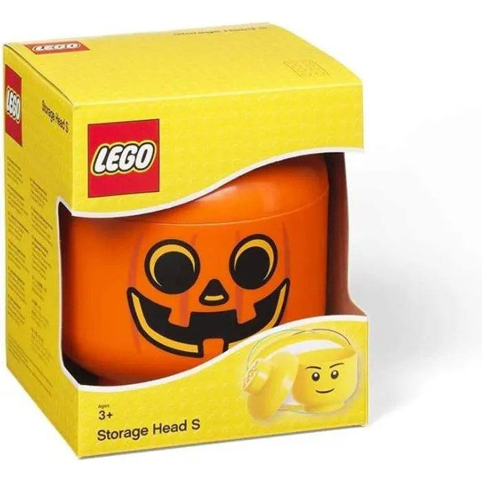 Boîte de rangement - LEGO - Tête de citrouille - Petite - 16 x 18,5 cm - Orange-0