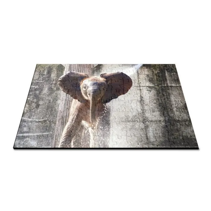 Puzzle Classique 100 pièces Bebe Elephant Elephanteau Douche Joue Avec De L'Eau Mignon-2