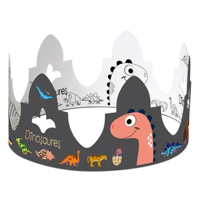 2 Couronnes galette des Rois à colorier - Dinosaures-0
