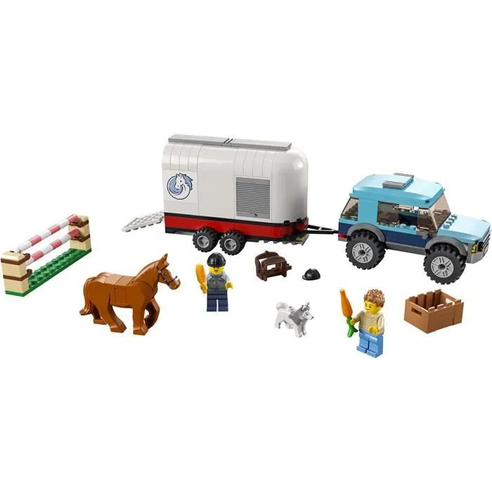 LEGO 60327 City Horse Transporter Ensemble de jeu equestre pour enfants, comprenant un SUV, des haies et 2 figurines, un chev-1