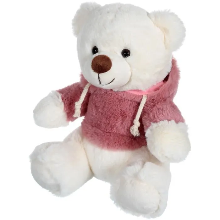 Ours en peluche GIPSY - Sweat friends vieux rose - 22 cm-1