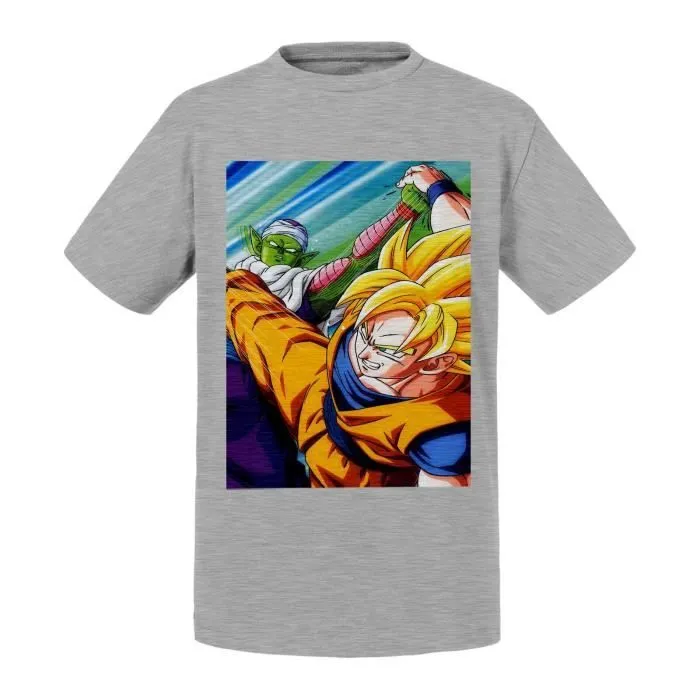 T-shirt Enfant Gris Goku Contre Santan Petit Coeur Dragon Ball Z Manga Dbz-0