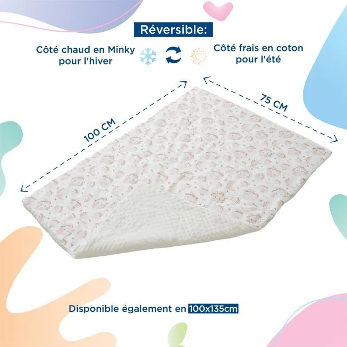 Couverture en Coton et Minky - 75x100 - Aster White | SUPERBE BEBE-2