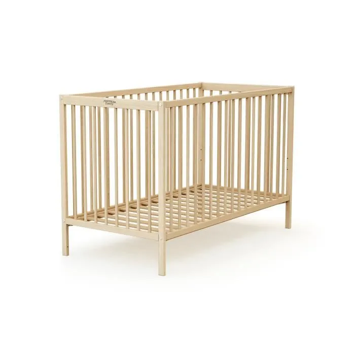 Lit à barreaux en bois brut - FORMULA BABY - 60 x 120 cm - Sommier réglable sur 3 hauteurs-2