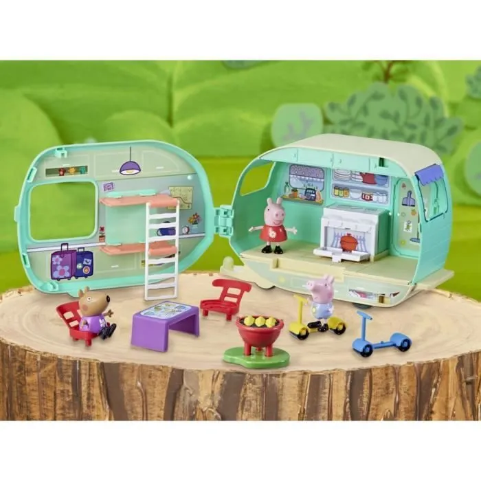 Peppa Pig, La caravane de Peppa avec 3 figurines et 6 accessoires, jouets préscolaires pour filles et garçons, à partir de 3 ans-2