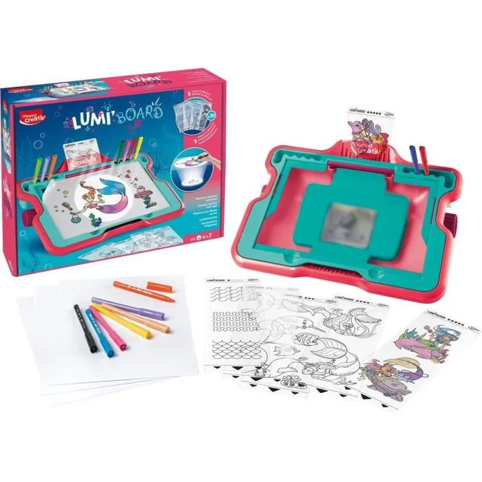 Machine à dessiner MAPED Lumi Board - Sirènes - Age 4+ - Projection lumineuse - 5 niveaux de difficulté-2