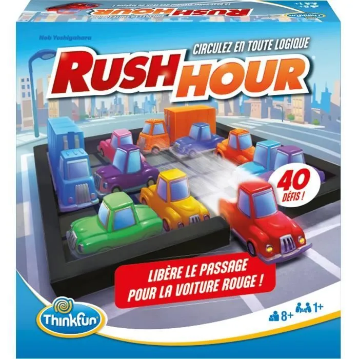 ThinkFun Rush Hou- Jeu de logiqu-Casse-tête-Embouteillage-40 défis 4 niveau-1 Joueur ou plus-dès 8 ans-Ravensburger-Mixte-6600-0