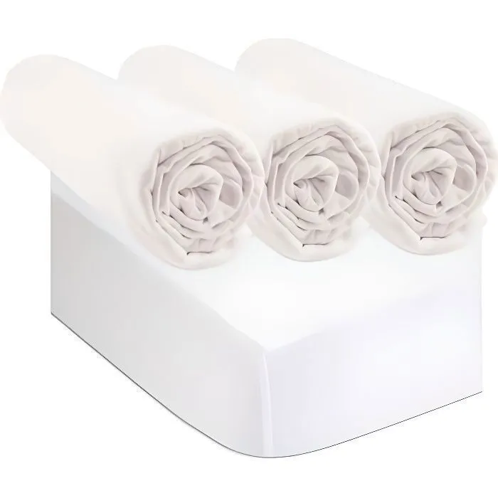 KIT PRATIQUE DE LINGE DE LIT BEBE : 3 DRAPS HOUSSE 40x80 COTON BLANC + 2 ALESES, PROTEGES MATELAS 40X80 POUR BERCEAU BEBE 100% COTON-0