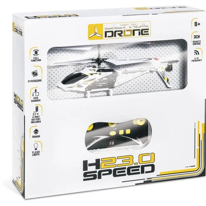 Hélicoptère télécommandé Ultradrone H23 Speed de MONDO MOTORS - Longueur 23cm - 3 canaux - Gyroscope - LED avant-4