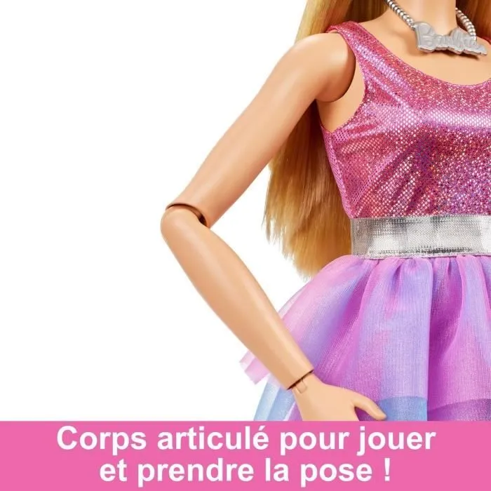 Barbie Très grande poupée blonde 71 cm, robe rose irisée, Barbie Fashionista A Partir De 3 Ans, HJY02-4
