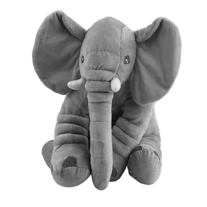 60cm Oreiller Elephant Poupée en Peluche pour dodo de bebe enfant Gris-1