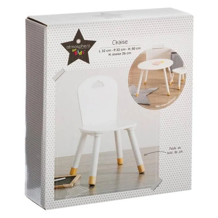 Chaise enfant DOUCEUR - Blanc - Bois massif - Salle à manger-1