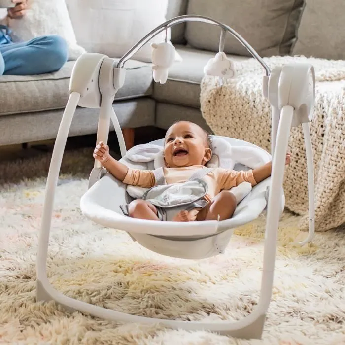 INGENUITY Transat bébé Balancelle électrique pliable - Petit Mouton - Arche et jouets amovible, réglages de minuterie, balancement-1
