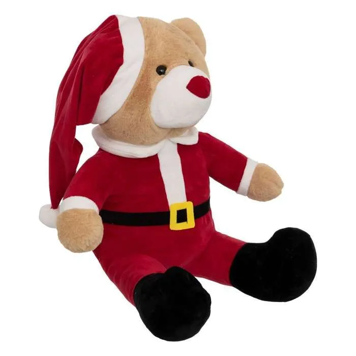 Atmosphera - Peluche ours père Noël - H. 60 cm - Rouge-0