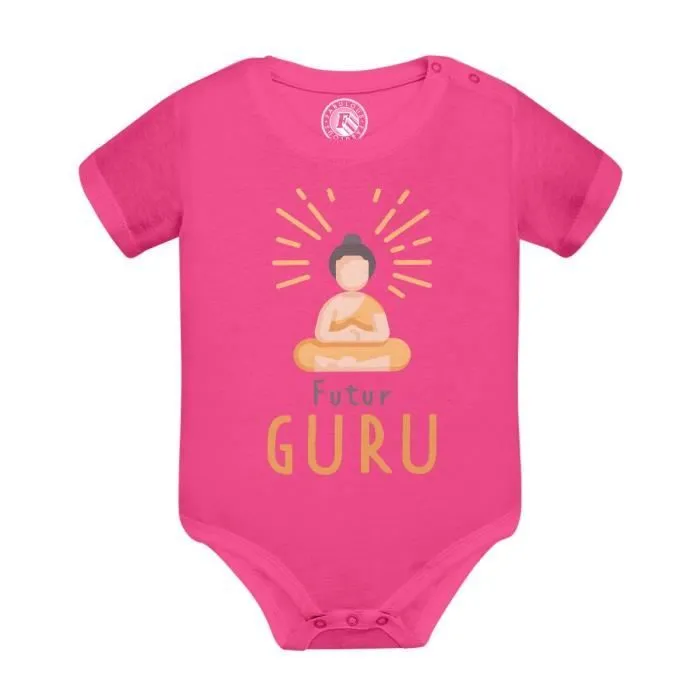 Body Bébé Manche Courte Rose Futur Guru Zen Méditation-0
