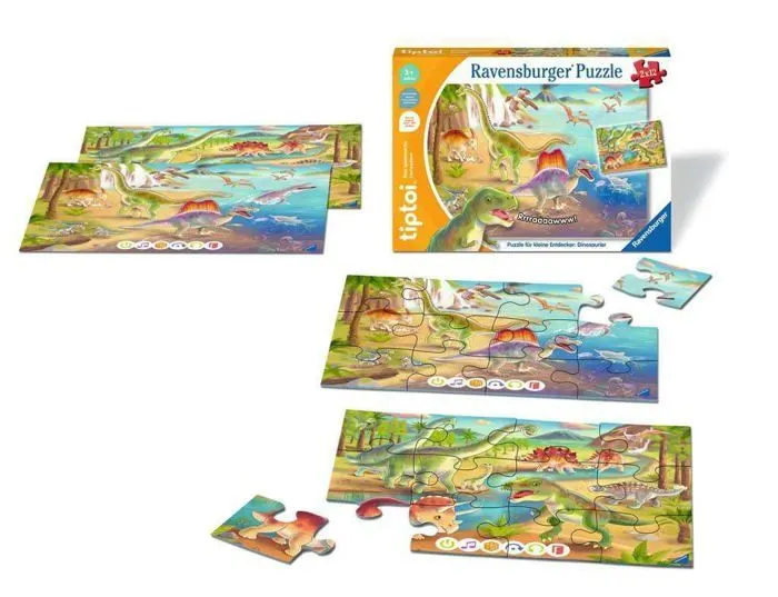 Ravensburger - 00198 - tiptoi Puzzle-Puzzle pour Petits explorateurs-Dinosaures-Puzzle Enfant à partir de 3 Ans-1 Joueur,-2