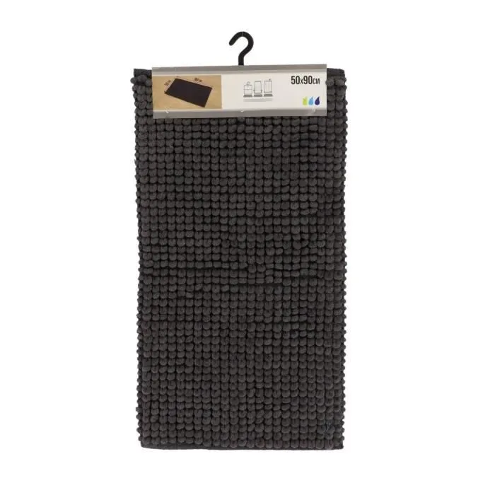 TENDANCE - Tapis de salle de bain Gris en Polycoton Boules 50 x 90 cm-0