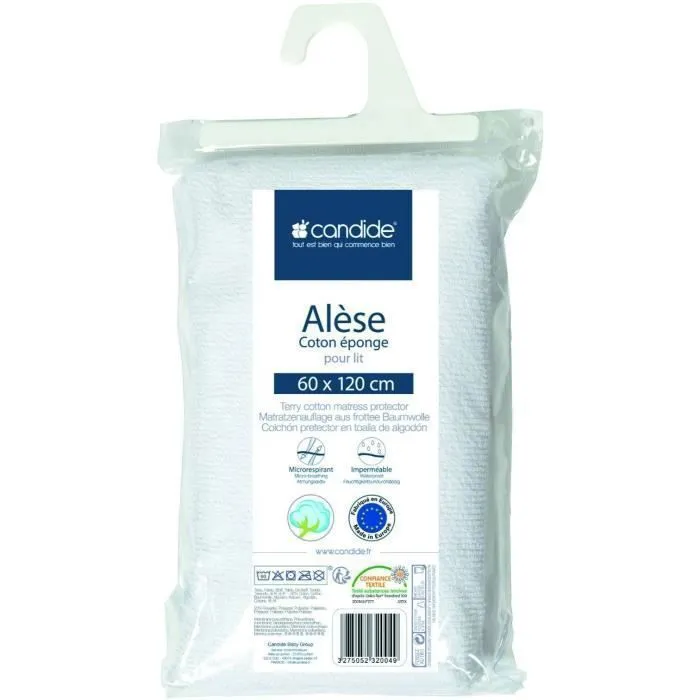 Protège Matelas Bébé 60x120 - Alèse Bébé - Silencieux - Imperméable - Absorbant - Oeko Tex® - Made In Europe - 60x120cm Blanc-0