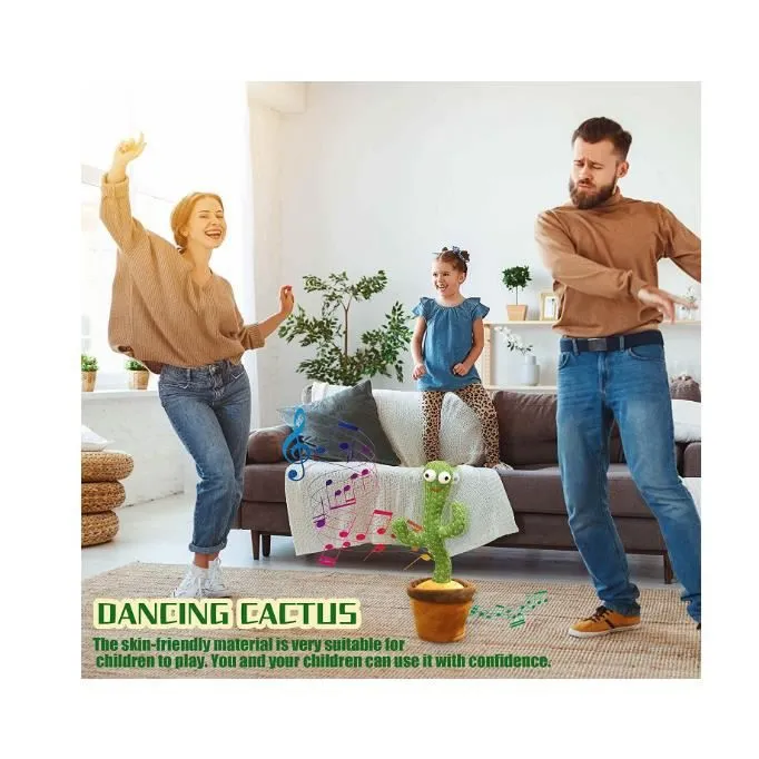 Jouet en Peluche Cactus Qui Danse pour Enfants - Marque - Modèle - 120 Chansons - Éducatif - Vert-1